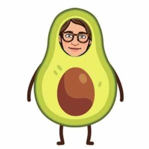 a bitmoji of a face on an avocado