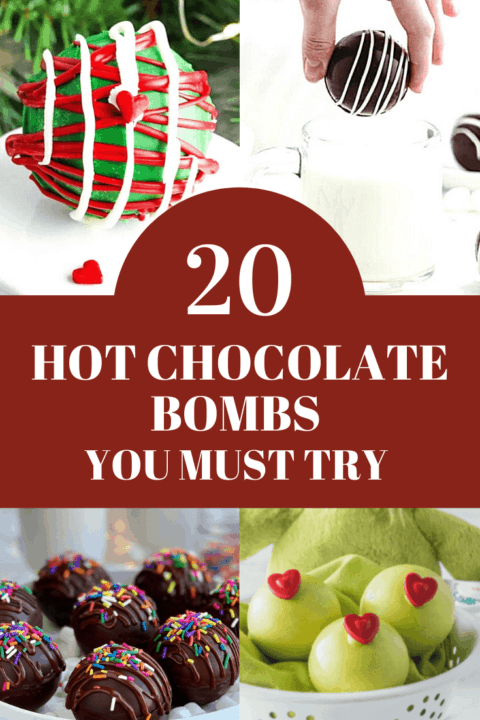 A pin image of a collage of hot chocolate bombs.