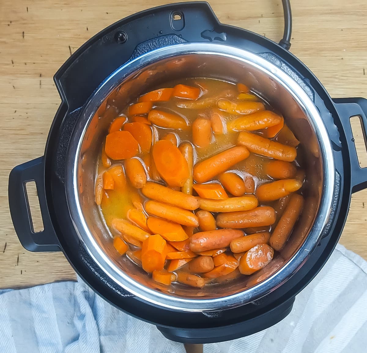 Cooked glazed carrots in an instant pot.