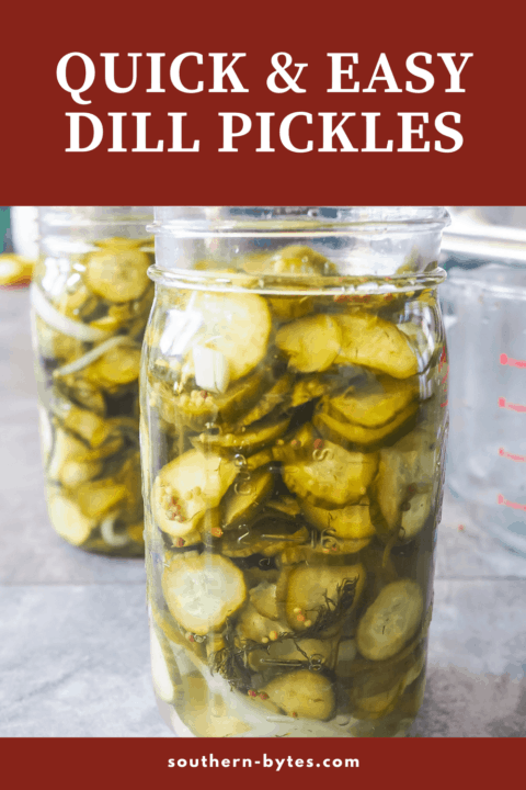 A pin image of two jars of pickles with overlay text.