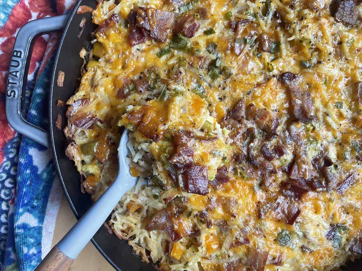 a bacon casserole in a pan