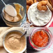 A collage of pictures of sauce recipes.